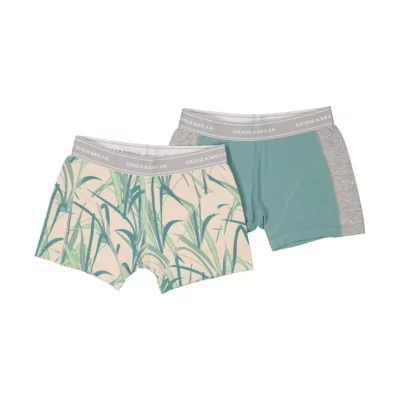 Geggamoja barnkalsonger 2-pack (Bambu) med gräsmotiv