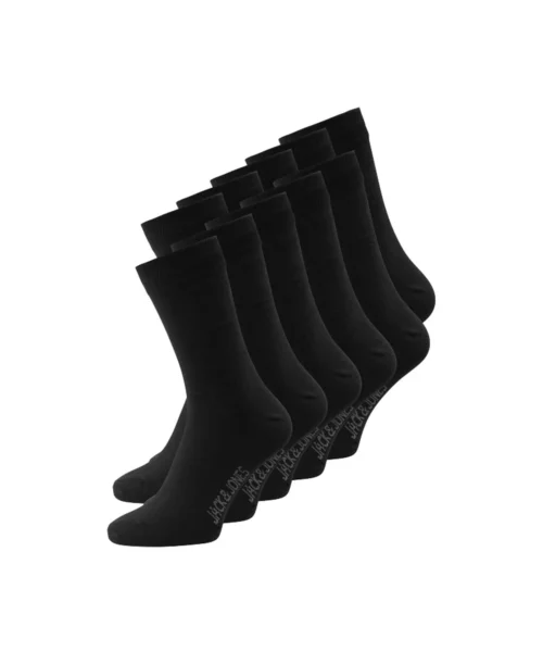 jackjones-10-pack-strumpor-hoga-bomull-svart