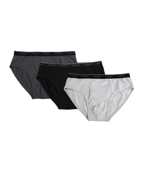 Wiges Briefs med gylf 3-pack Bomull Svart/Grå