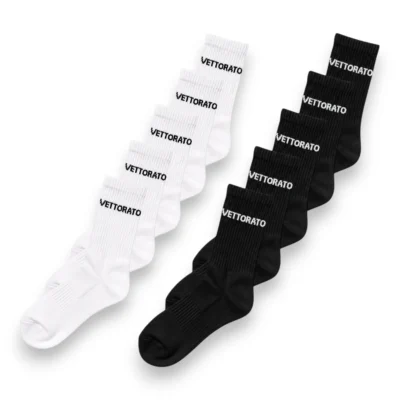 Vettorato Tennisstrumpor 10-Pack Svarta/Vita Bomull